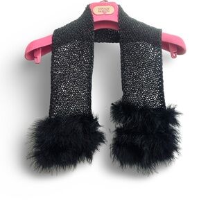 Black marabou and lurex knit scarf